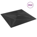 Panneaux muraux 12 pcs noir 50x50 cm XPS 3 m² étoile