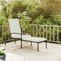 Chaise longue avec repose-pied Résine tressée Noir