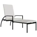 Chaise longue avec repose-pied Résine tressée Noir