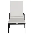 Chaise longue avec repose-pied Résine tressée Noir
