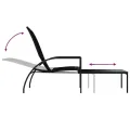 Chaise longue avec repose-pied Résine tressée Noir