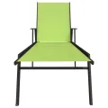 Chaise longue acier et tissu textilène vert