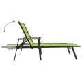 Chaise longue acier et tissu textilène vert