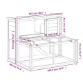 Clapier moka 102x90x84,5 cm bois de pin massif
