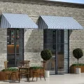 Auvent de bistro 400x120 cm Bleu et blanc
