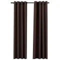 Rideaux occultants Aspect lin avec œillets 2pcs Taupe 140x225cm