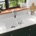 Évier de cuisine Granit Double lavabo Blanc