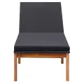 Chaise longue et coussin Résine tressée et bois d'acacia massif