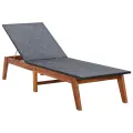 Chaise longue et coussin Résine tressée et bois d'acacia massif