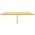 Auvent automatique capteur de vent/LED 600x300cm Jaune et blanc