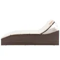 Chaise longue avec coussin Résine tressée Marron