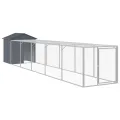 Poulailler avec cour anthracite 117x609x123 cm acier galvanisé