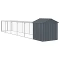 Poulailler avec cour anthracite 117x609x123 cm acier galvanisé