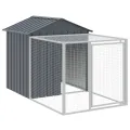 Poulailler avec cour anthracite 117x609x123 cm acier galvanisé