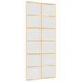 Porte coulissante doré 90x205 cm verre ESG dépoli et aluminium