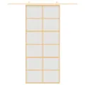 Porte coulissante doré 90x205 cm verre ESG dépoli et aluminium