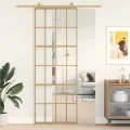 Porte coulissante doré 76x205 cm verre ESG clair et aluminium