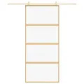Porte coulissante doré 90x205 cm verre ESG clair et aluminium