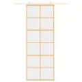 Porte coulissante doré 76x205 cm verre ESG clair et aluminium