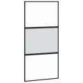 Porte coulissante noir 102,5x205 cm verre trempé aluminium