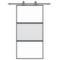 Porte coulissante noir 102,5x205 cm verre trempé aluminium