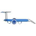 Chaise longue pliable avec auvent et roues Acier Bleu