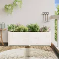 Jardinière blanc 150x50x50 cm bois massif de pin