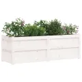 Jardinière blanc 150x50x50 cm bois massif de pin