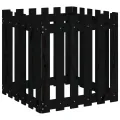 Jardinière avec design de clôture noir 60x60x60 cm pin massif