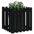 Jardinière avec design de clôture noir 60x60x60 cm pin massif
