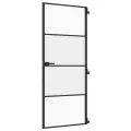 Porte intérieure mince noir 83x201,5 cm verre trempé aluminium