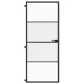 Porte intérieure mince noir 83x201,5 cm verre trempé aluminium