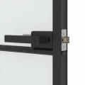 Porte intérieure mince noir 83x201,5 cm verre trempé aluminium