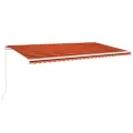 Auvent manuel rétractable avec LED 600x300 cm Orange et marron