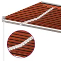 Auvent manuel rétractable avec LED 600x300 cm Orange et marron
