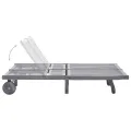 Chaise longue de jardin 2 places avec coussin Gris Acacia