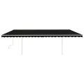 Auvent manuel rétractable avec LED 6x3 m Anthracite