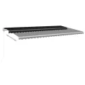 Auvent manuel rétractable avec LED 6x3 m Anthracite