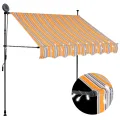 Auvent manuel rétractable avec LED 150 cm Jaune et bleu