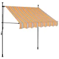 Auvent manuel rétractable avec LED 150 cm Jaune et bleu