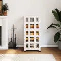 Porte-bûches avec roulettes blanc 40x49x110 cm bois massif pin