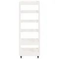 Porte-bûches avec roulettes blanc 40x49x110 cm bois massif pin