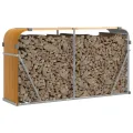 Porte-bûches marron clair 180x45x100 cm acier galvanisé
