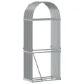Porte-bûches gris clair 80x45x190 cm acier galvanisé