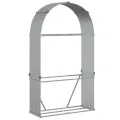 Porte-bûches argenté 120x45x210 cm acier galvanisé