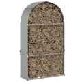 Porte-bûches argenté 120x45x210 cm acier galvanisé
