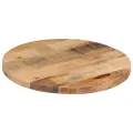 Dessus de table Ø 60x1,5 cm rond bois massif de manguier brut