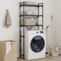 Étagère de lave-linge noir 67x25x163 cm bois d'ingénierie