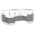 Salon de jardin 6 pcs avec coussins noir résine tressée