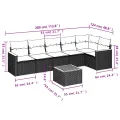 Salon de jardin 7 pcs avec coussins noir résine tressée